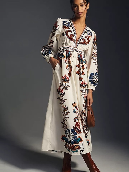 FARM Rio Dresses & Skirts - Farm x Anthropologie V-Neck Maxi Dress Floral